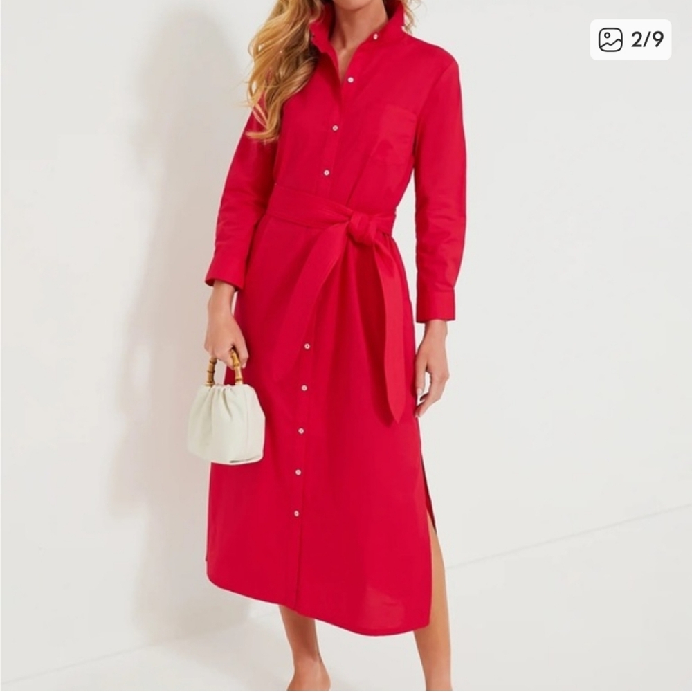 Tuckernuck Women's Red Chessie Shirt Dress Size XXL 100% Cotton Luxury Chic NWT